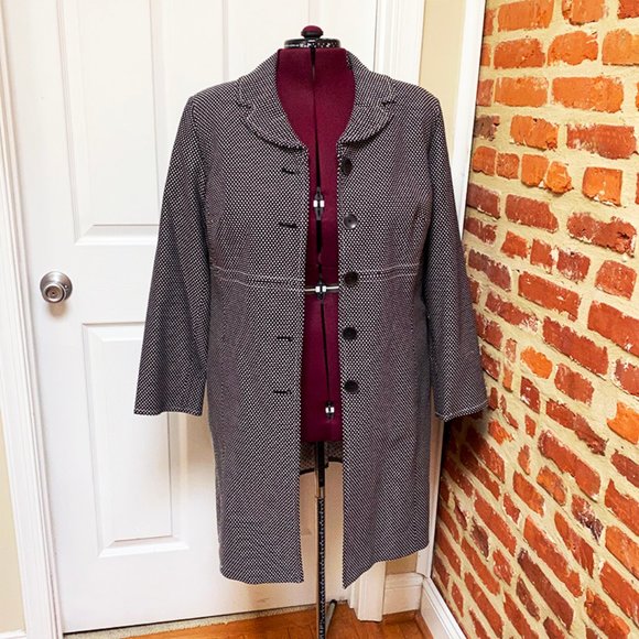 I.E. Woman Black & White Mid-Length Coat - Picture 2 of 8